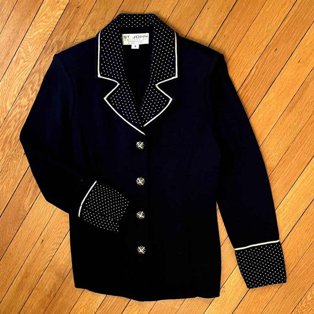 St. John Navy Blue Sweater Blazer